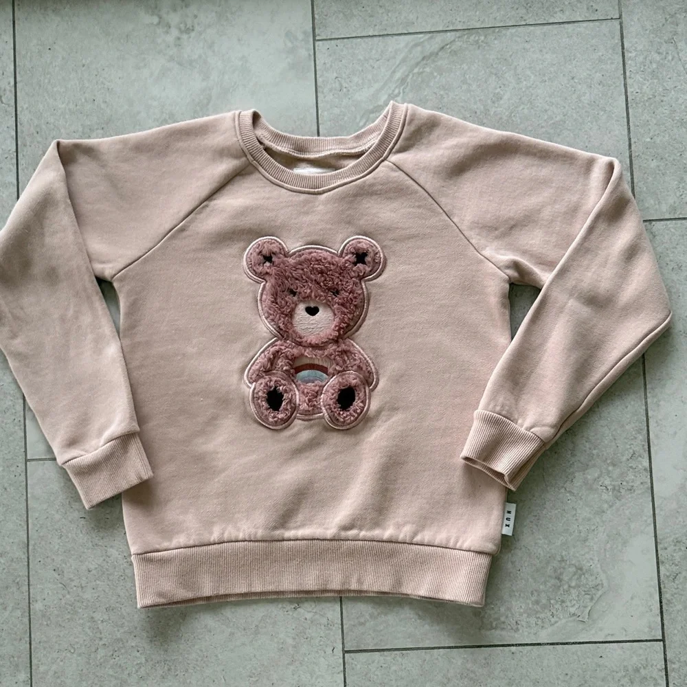 Huxbaby Pink Organic Rainbow Bear  Matching Set sz 7 color Rose